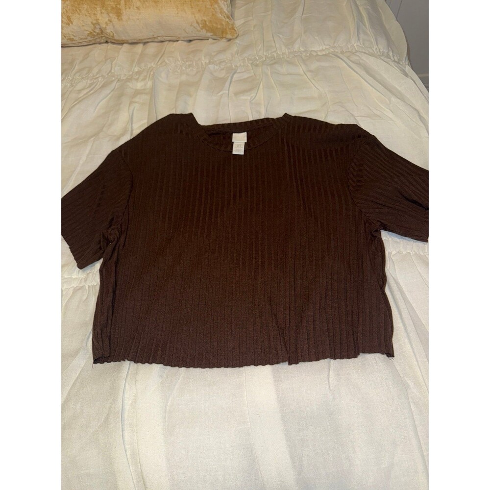 H&M brown ribbed top Medium